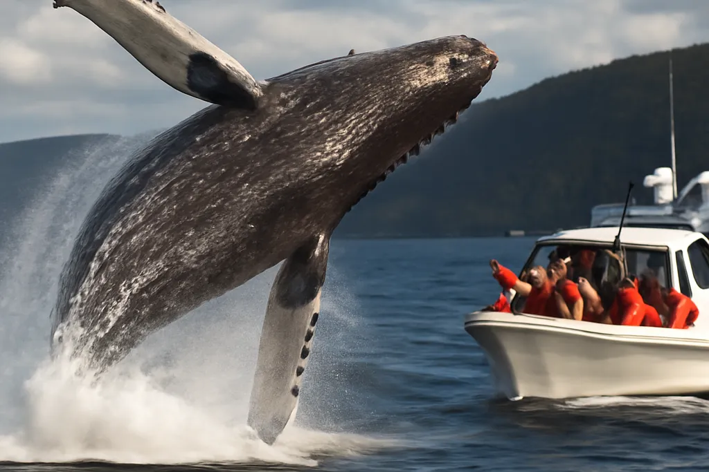 Baleine à bosse observée depuis un bateau de croisière sur le Saint-Laurent