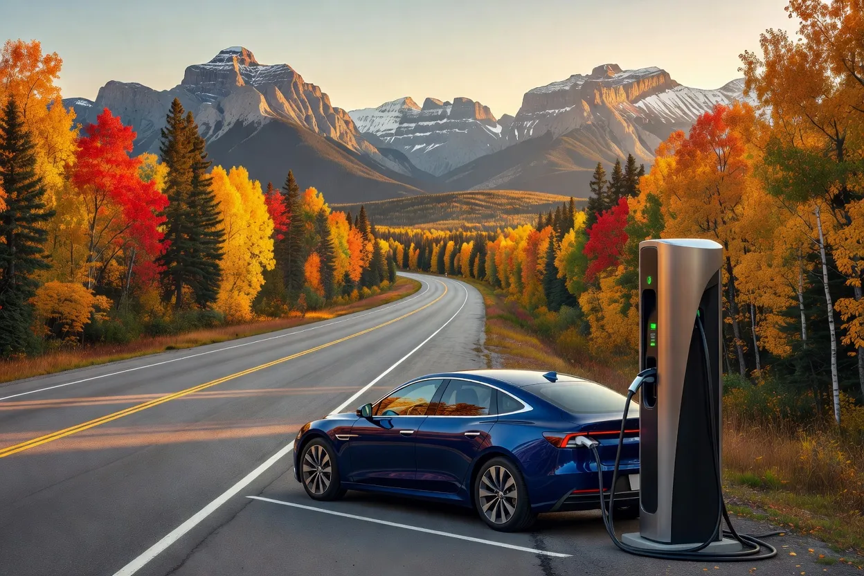 Road trip en voiture électrique au Canada : guide des bornes et itinéraires 2026